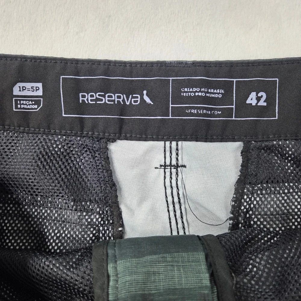 Reserva Shorts Mens 42 Green Excellent Striped Hybrid Board Shorts Stretch